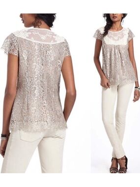 HD in Paris Anthropologie Metallic Lace Top